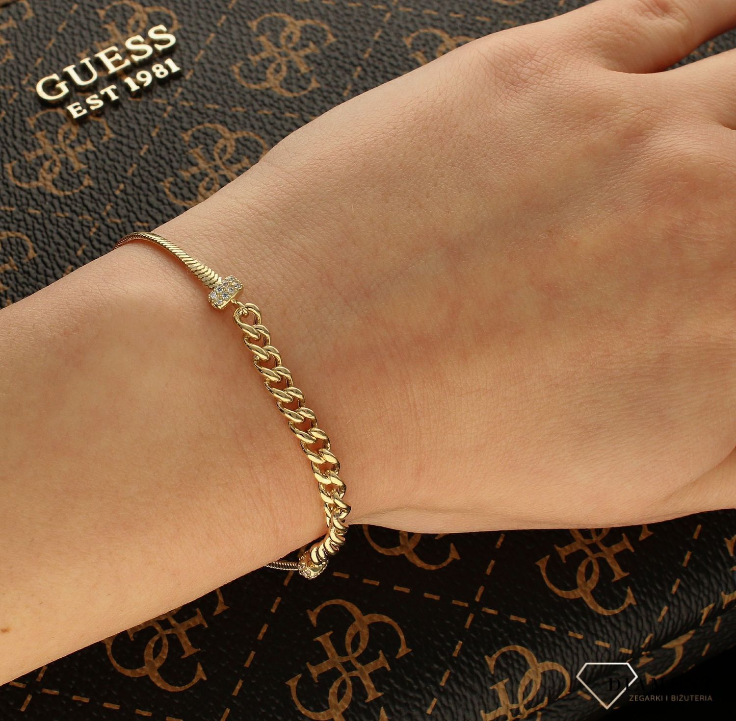 Złota bransoletka modne wykonanie połączenie dwóch łańcuszków BR 6438 (1).jpg